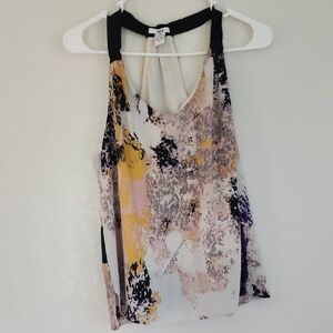 Bar III Orange Pink Asymmetrical Cut Out Tank Top